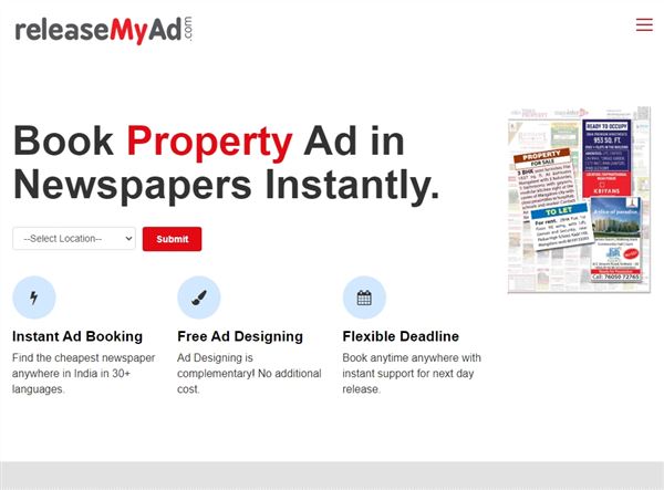 Property Ads In Newspaper - ReleaseMyAd